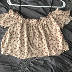 off the shoulder floral crop top
